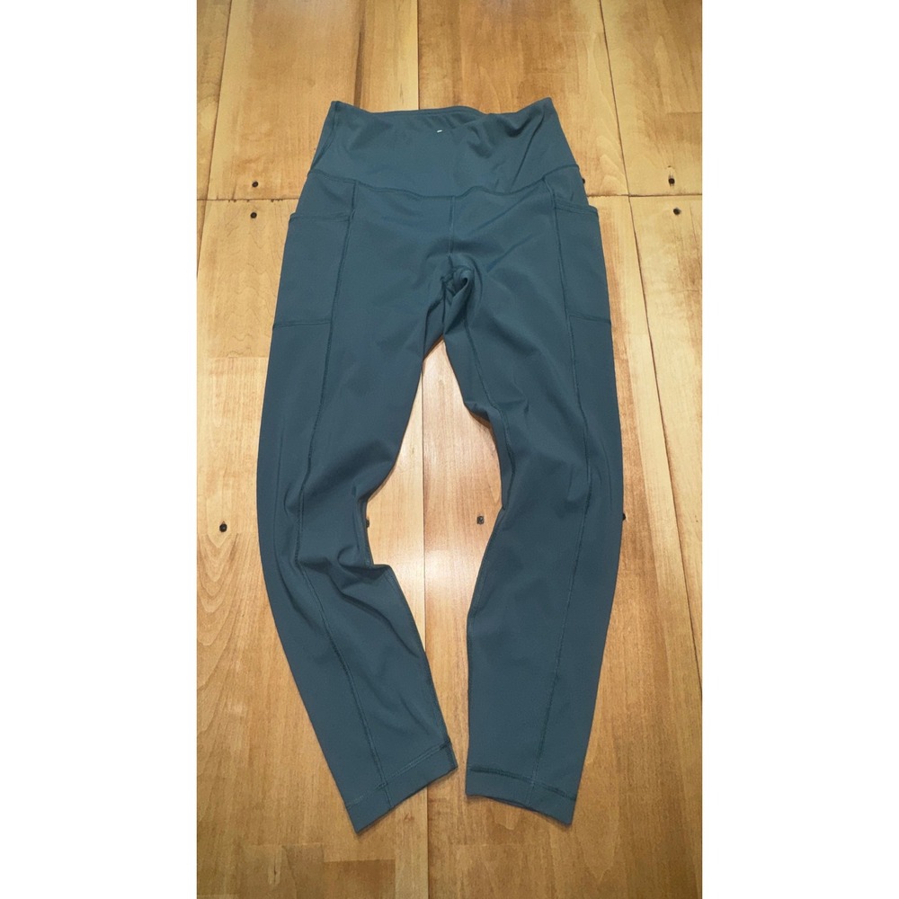 90 Degree by Reflex Womens High Waist Side Pocket Leggings Teal Blue Size Medium